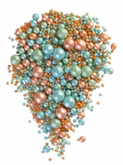 Драже зерновое взорванные зерна риса в кондит.глаз."Жемчуг(бирюза, персик, изумруд)" №241
